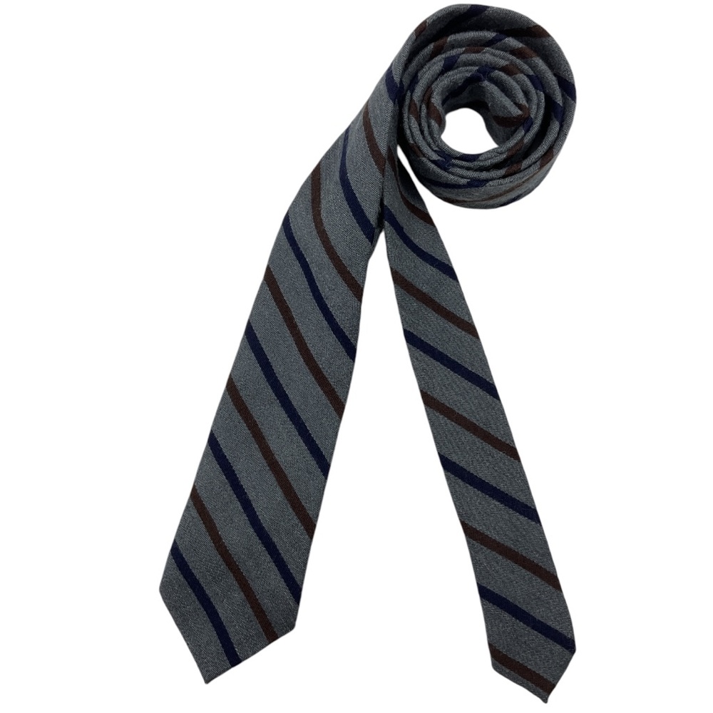 J. CREW Gray Striped Wool Blend LUXURY Slim Tie